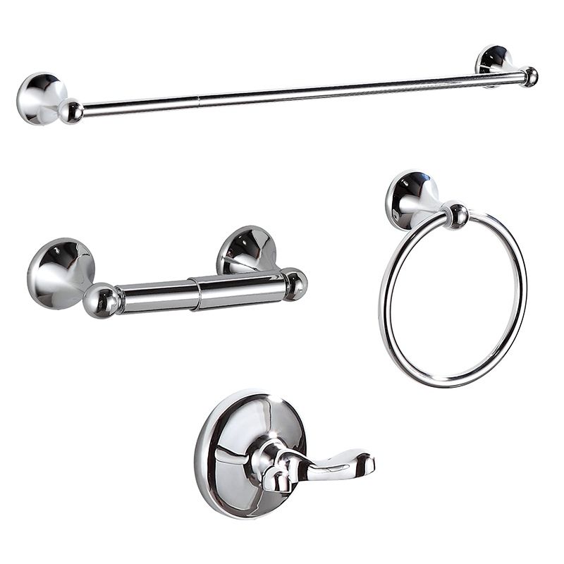 Adjustable towel bar 4-piece wall-mounted set