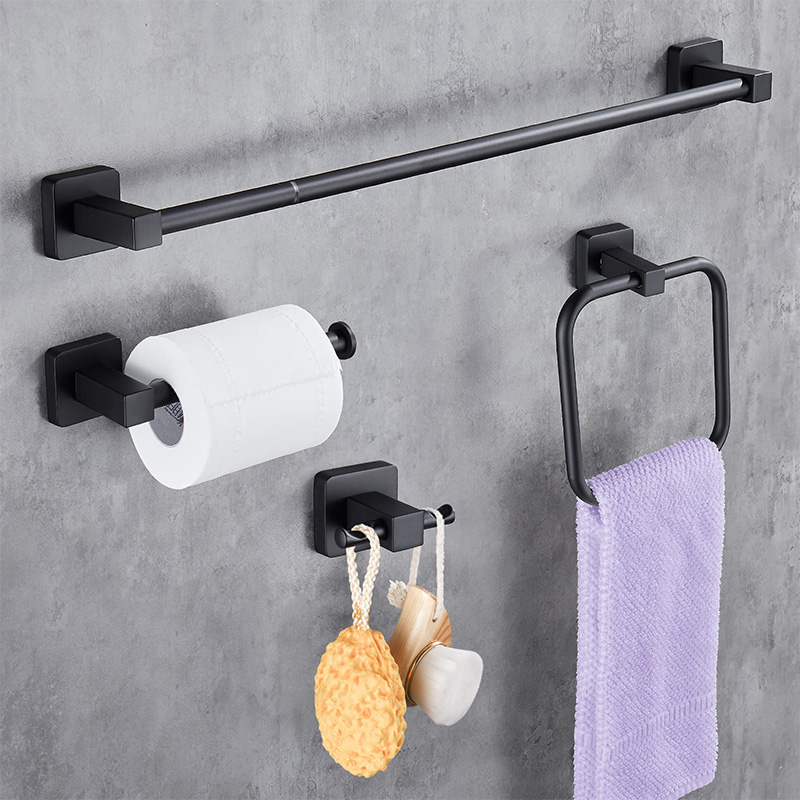 Matte black bathroom accessories adjustable towel bar