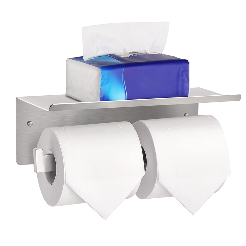 Double toilet paper holder, wall mounted paper towel roll