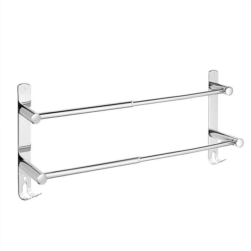 Adjustable 2-tier towel bar wall-mounted