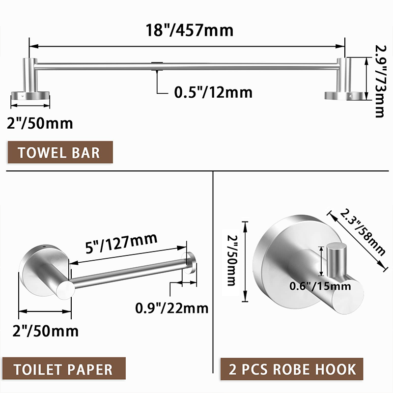 18 inch brushed nickel towel rack set