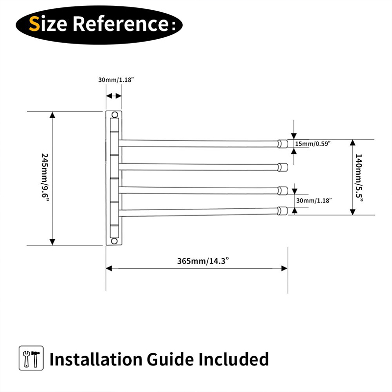 Rotating towel bar SUS304 stainless steel