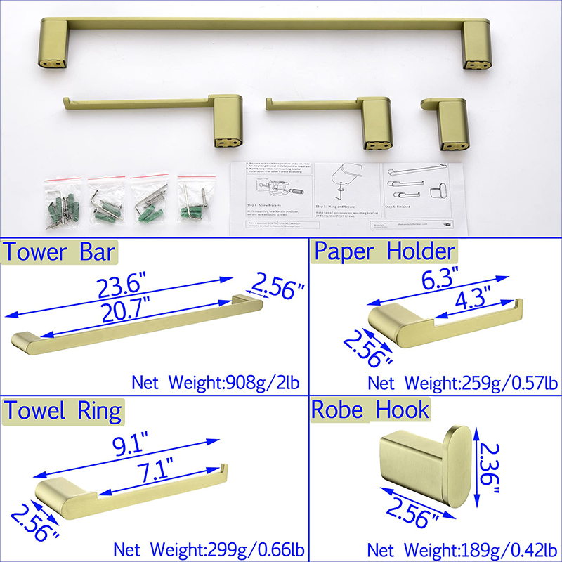 4 Piece Bathroom Accessories Towel Rack Set