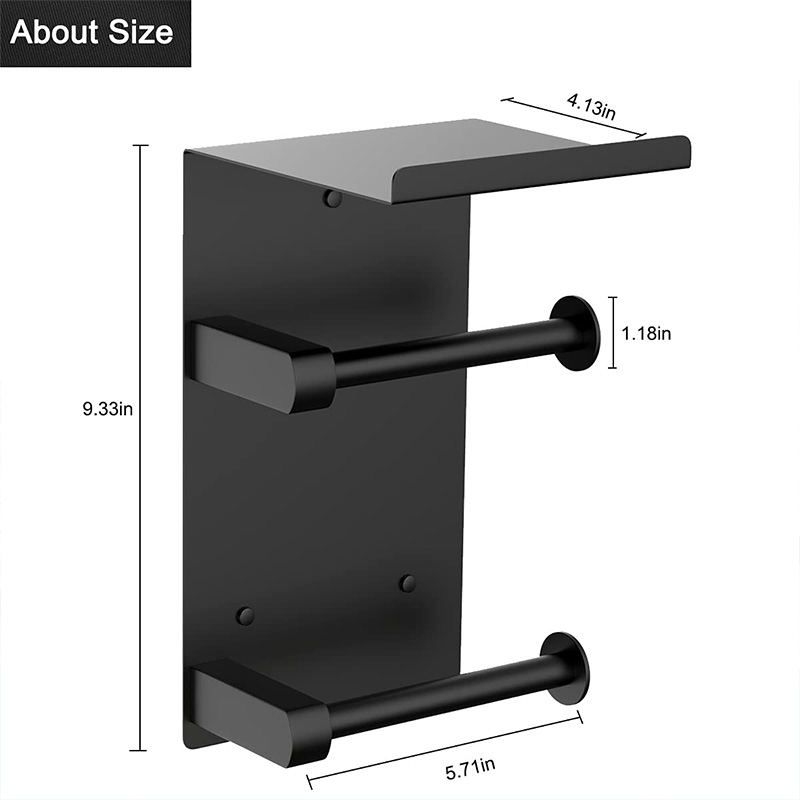 Double roll toilet paper holder with shelf