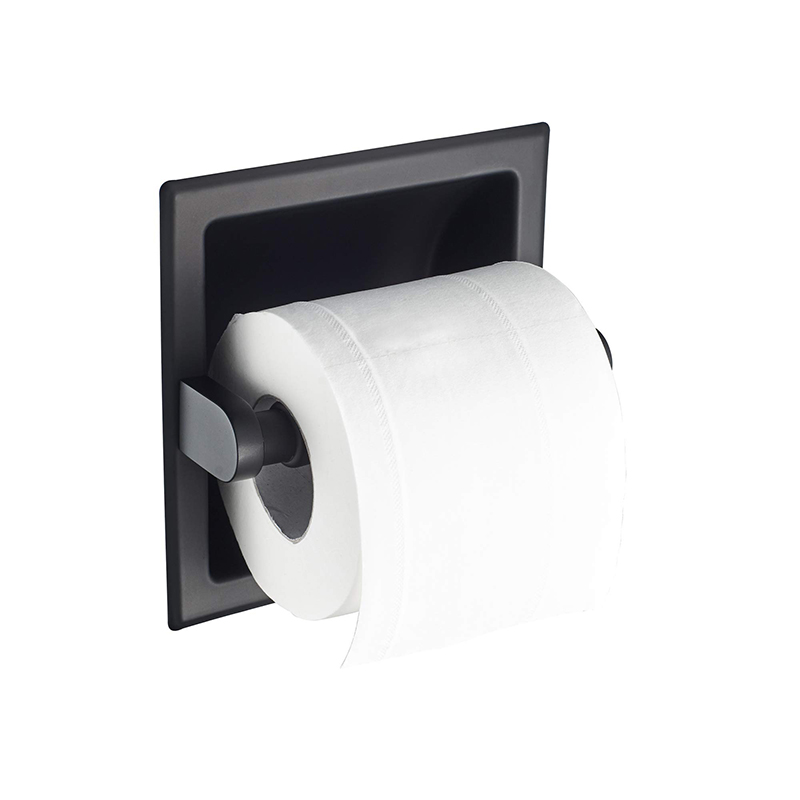 Recessed Matte Black Stainless Steel Toilet Paper Holder