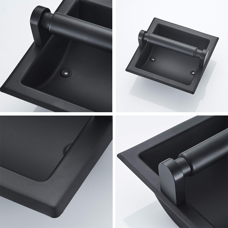 Recessed Matte Black Stainless Steel Toilet Paper Holder