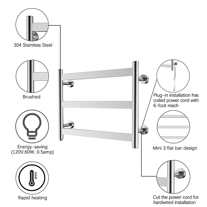 Towel heater 3 flat bar towel dryer