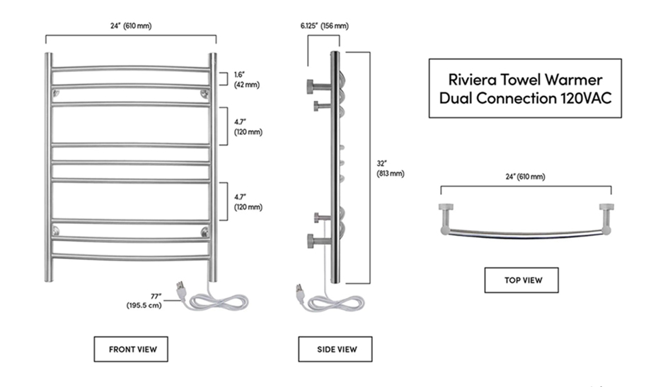 small heated towel rail