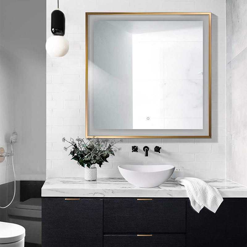 LED Bathroom Mirror Gold Framed mirror Wall mounted