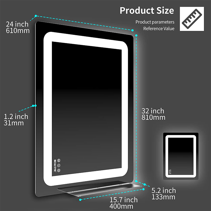 32'' x 24'' Bathroom mirror with light