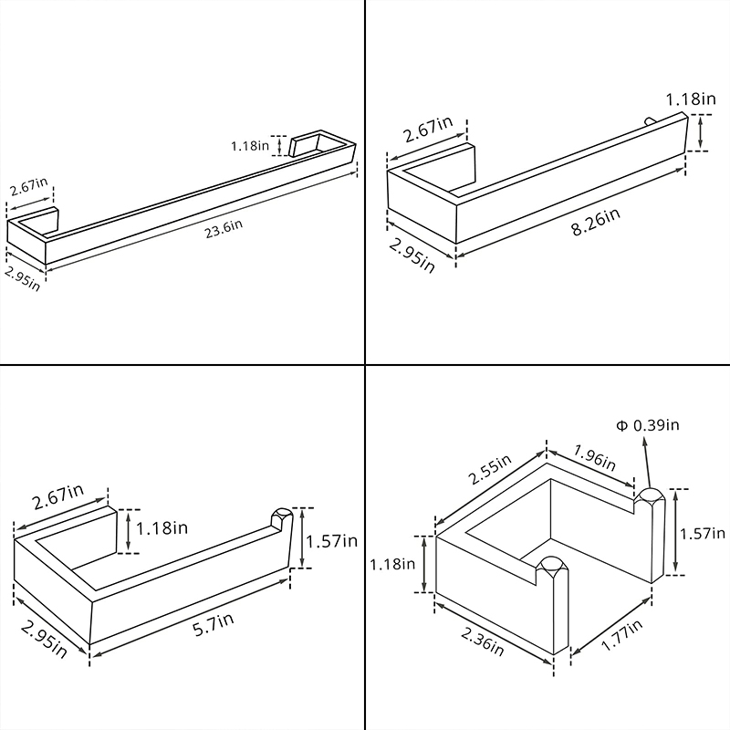 Four-piece bathroom accessory set