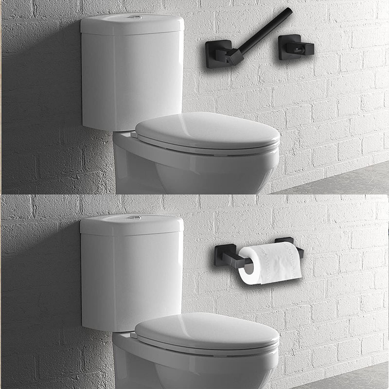 Black Matte Bathroom Hardware Set Wall Mounted