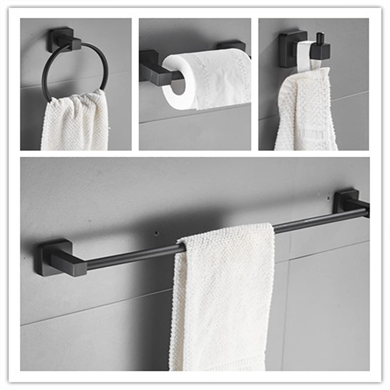 Black Matte Bathroom Hardware Set Wall Mounted