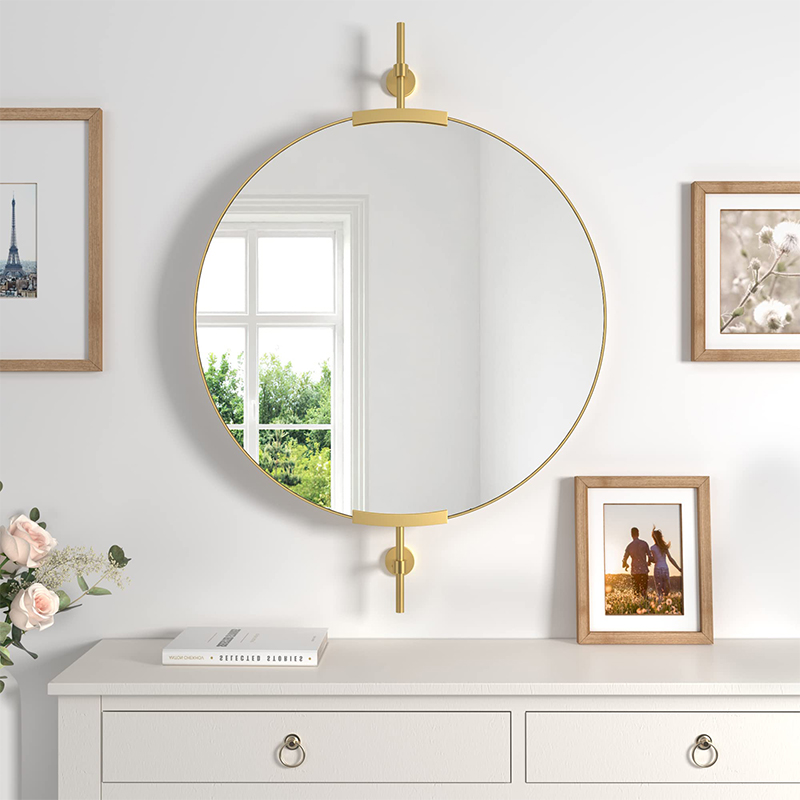 32 inch black round tilt mirror