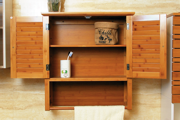 Supply Bamboo Louver Wall Mounted Bathroom Wholesale Factory