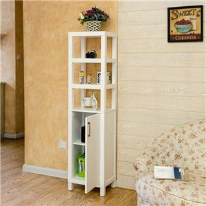 Freestanding Storage Tall Slim Cabinet with Three Tier Shelves