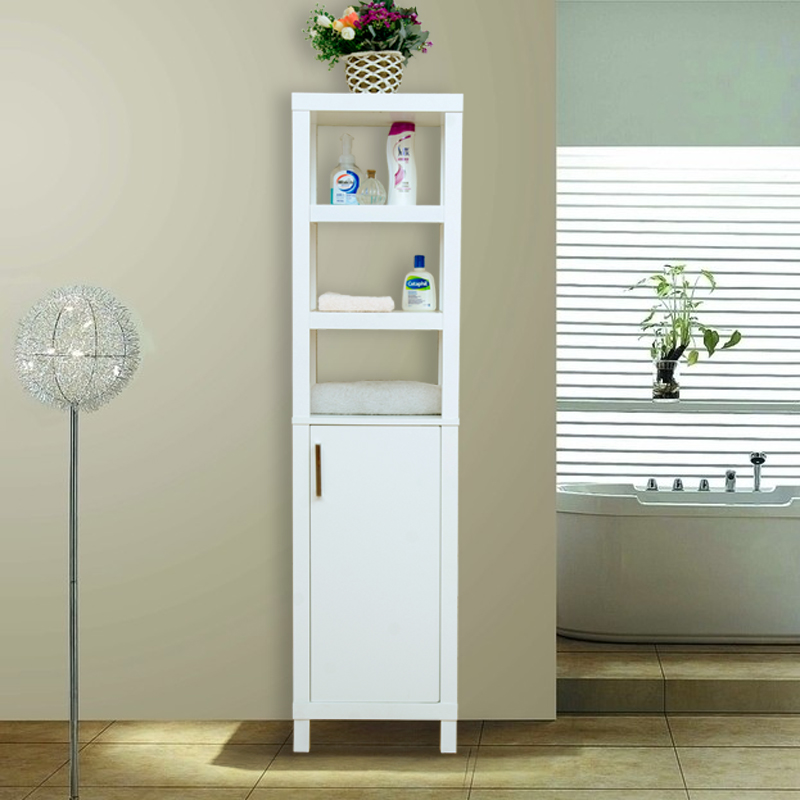 Freestanding Storage Tall Slim Cabinet with Three Tier Shelves