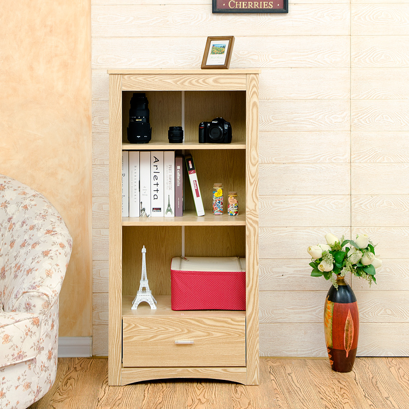 Wooden Storage Bookshelf With Drawer for Living Room
