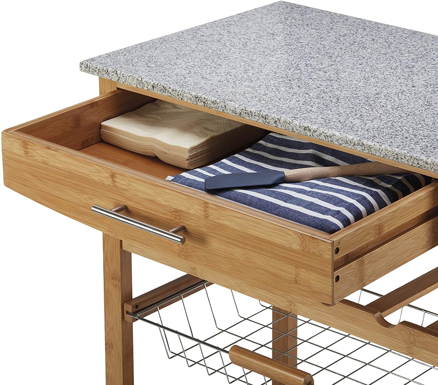 bamboo kitchen cart with granite top        <h3 class=