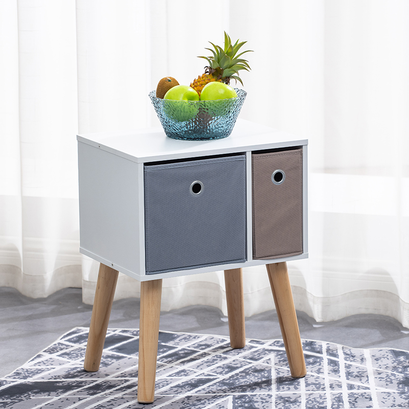 Modern Small Wooden Bedside Table With Storage Shelf