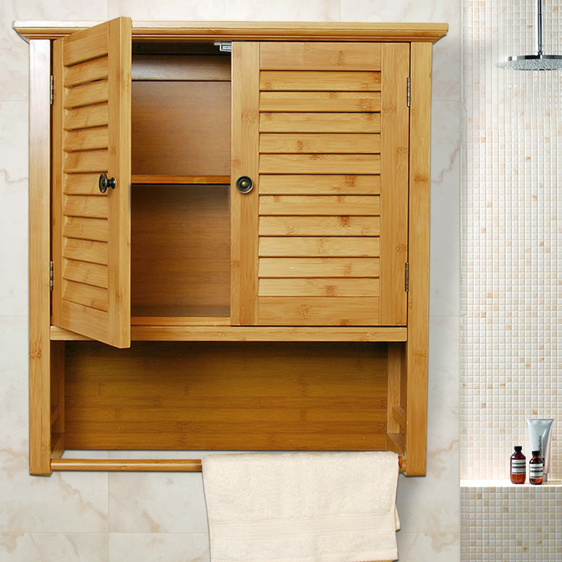 Bamboo Louver Wall Mounted Bathroom Cabinet