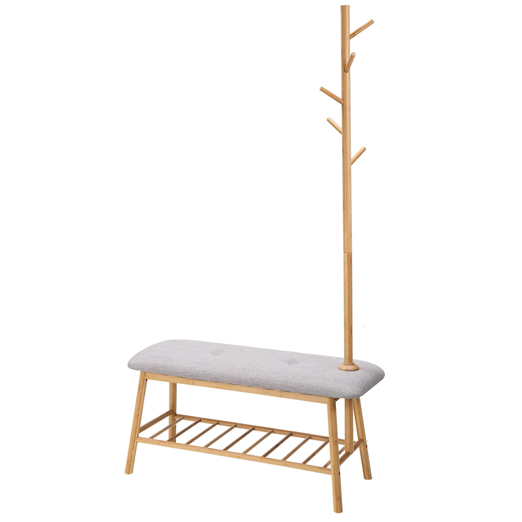 Supply Bamboo Coat Rack Shoe Bench for Entryway 3in1 Wholesale