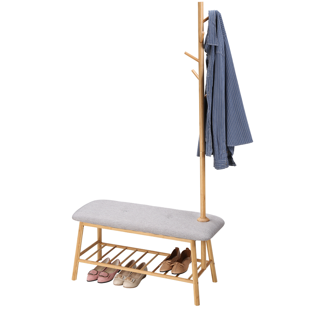 Supply Bamboo Coat Rack Shoe Bench for Entryway 3in1 Wholesale