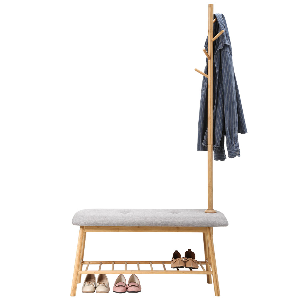 Supply Bamboo Coat Rack Shoe Bench for Entryway 3in1 Wholesale