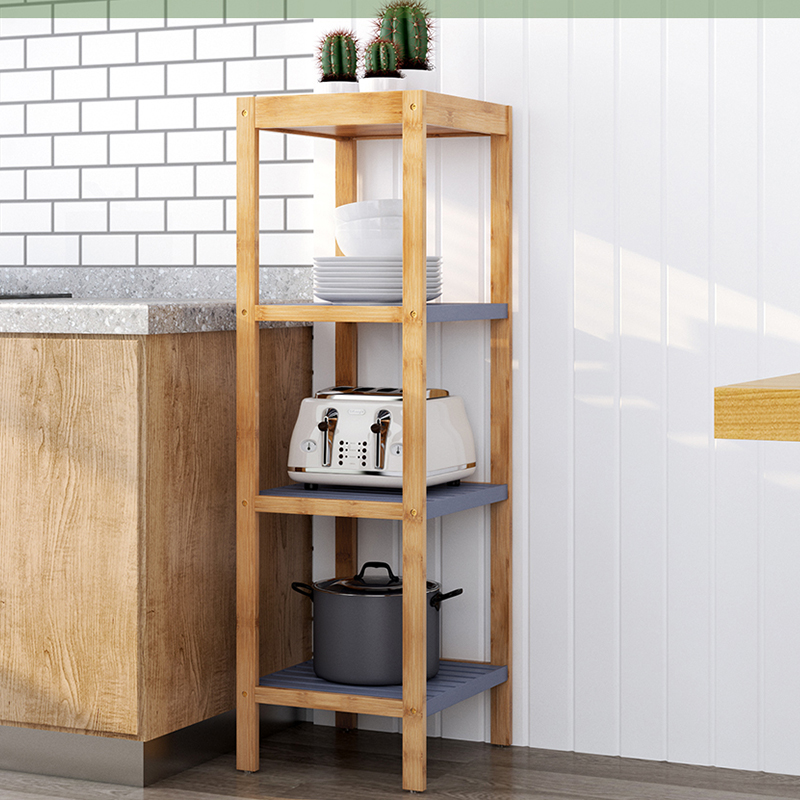 4 Tier Wooden Utility Shelf Adjustable for Laundry Pantry