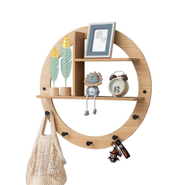 Wooden Circular Floating Shelf Display
