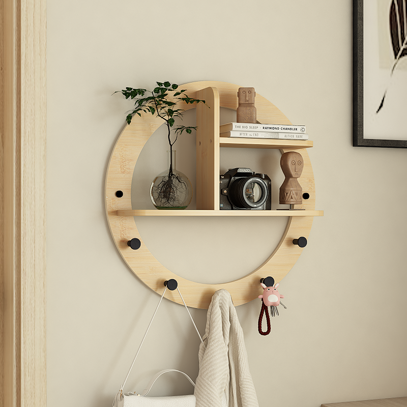 Wooden Circular Floating Shelf Display