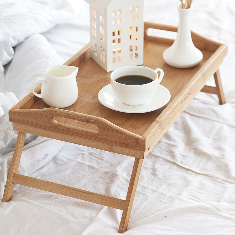 Bamboo Bed Tray Table With Foldable Legs