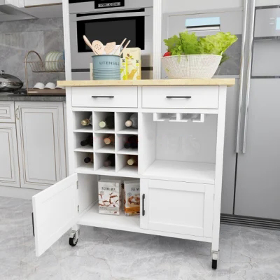 Utility Island Cart Wine Racks Cabinet Kitchen Kitchen Furniture Storage Drawer