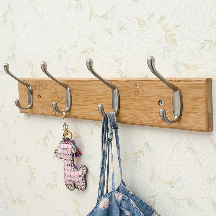 Supply High Quality Bamboo Wall Mounted Coat Rack with 4 Hooks ...