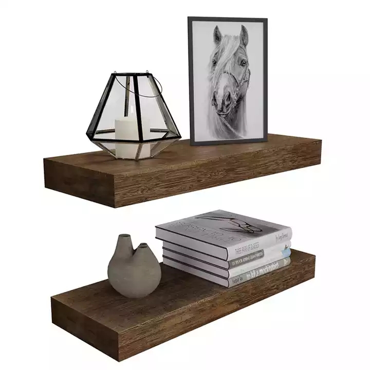 Eco-friendly Bamboo Rustic Floating Shelves Wall Mounted for Kitchen, Bathroom, and Bedroom, Decorative Storage Shelf