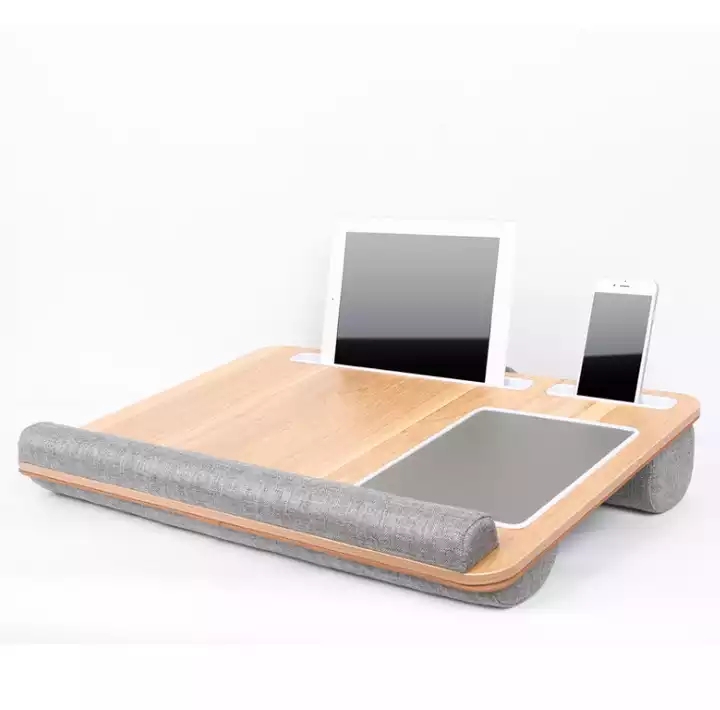 Portable Lap Desk Laptop Table Tray Bed Table with Handle Phone Holder and Pillow Foam Cushion