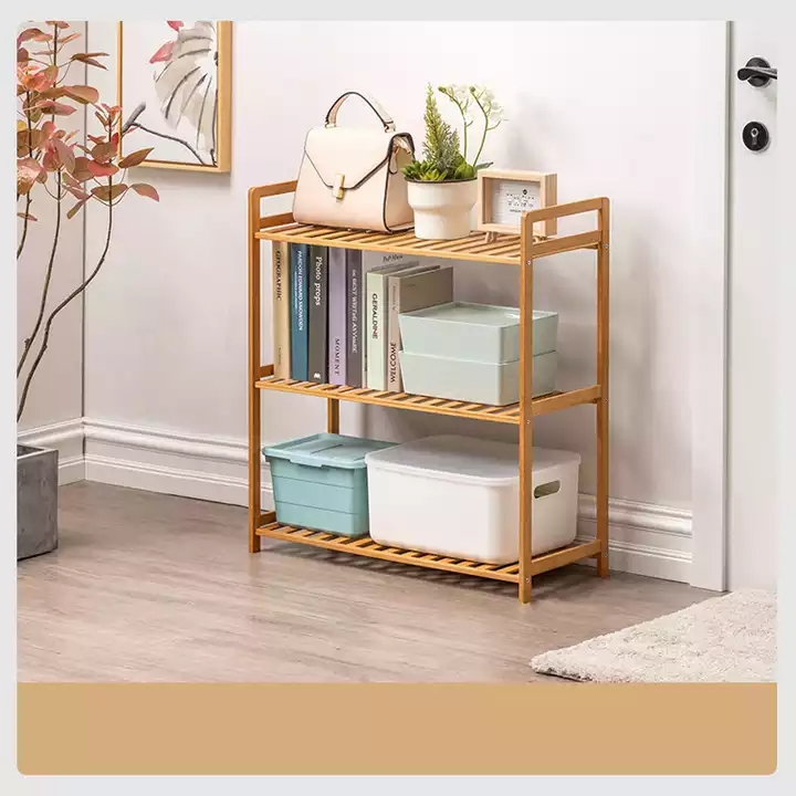 Supply Multifunctional Shelving Unit Small 3Tier Bamboo Freestanding