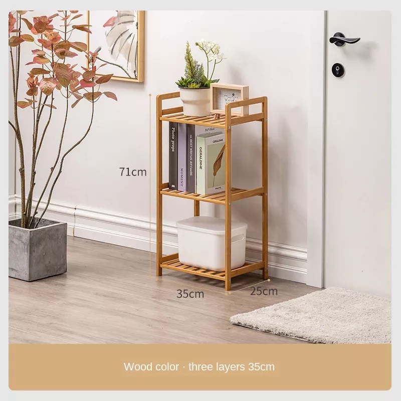 Supply Multifunctional Shelving Unit Small 3Tier Bamboo Freestanding