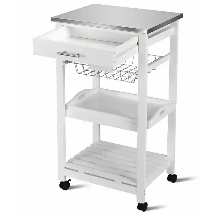 Supply Wood 3 Tier Stainless Steel Top Kitchen Trolley Cart With In   2808 202209231017336364 