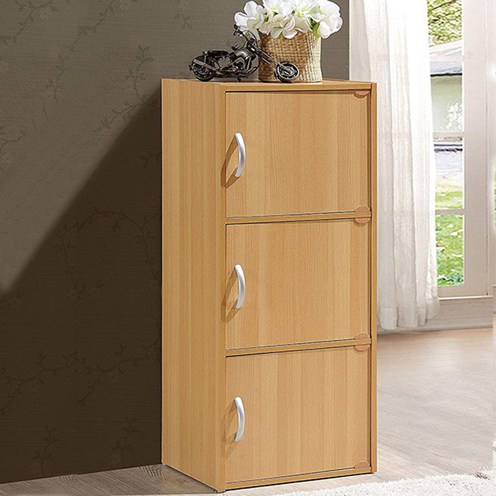 Modern wood storage cabinets with 3 doors