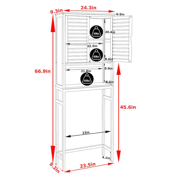 Supply Natural Bamboo Shelves Over Toilet With Adjustable Shelf in