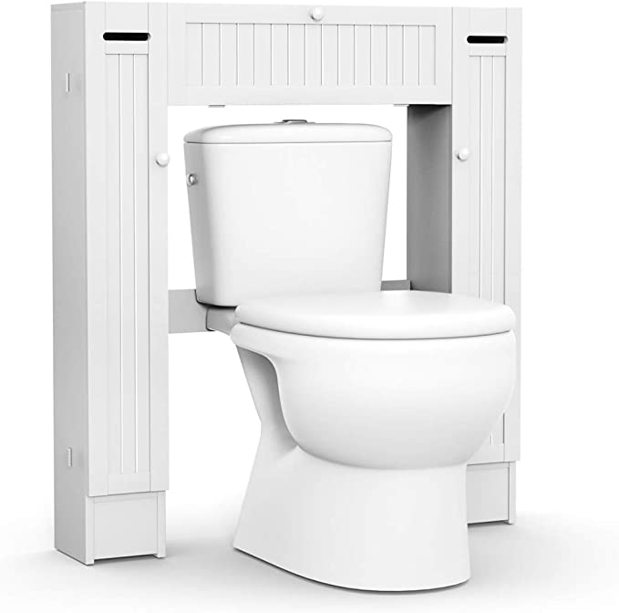 Trä Ovan Toalett Förvaring Med 2 Dörrar Och Justerbara hyllor