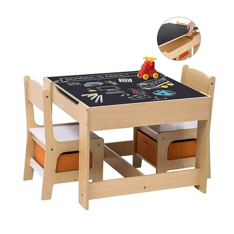 Supply Kids 3 in 1 Wooden Activity Table w/Storage Drawer and Chair Set