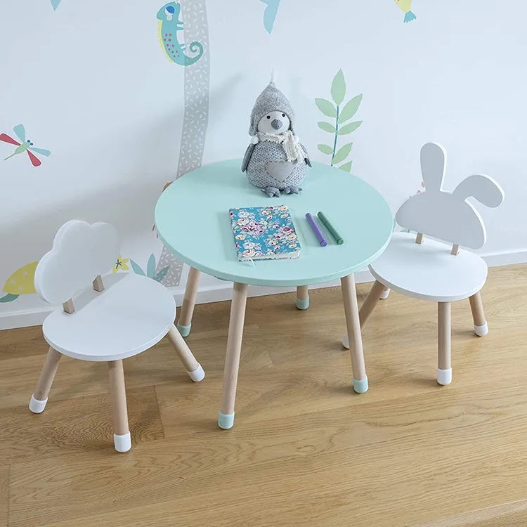 Supply Cute Design Children Playing Round Desk And Stool Set Wholesale