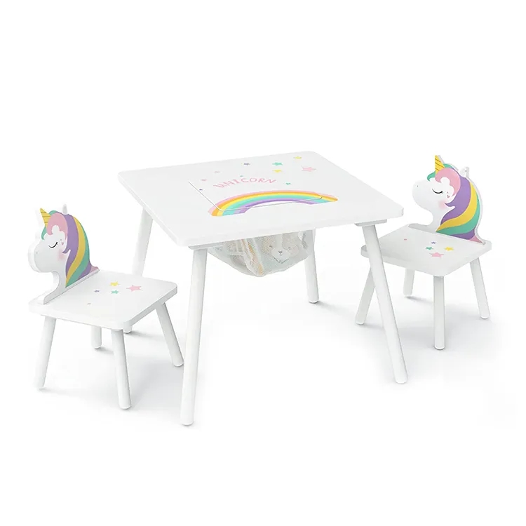 Supply Wood Square Kid Table With Storage Box And 2 Chair Set Wholesale