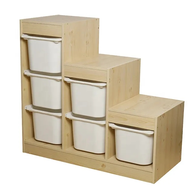 Supply Wooden Toy Cube With 6 Plastic Bins Wholesale Factory Fuzhou