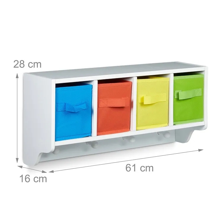 Supply kids Wooden Wall Mounted Toy Organizer With Storage Bins Wholesale Factory Fuzhou Ocean
