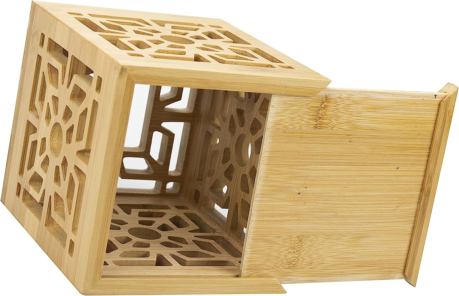 Supply Bamboo Tissue Holder Cutout Design for Office Desk Wholesale