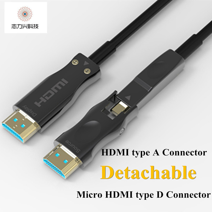 25 Meters Best Hdmi 2.0 Fiber Optic Type A To Type D Detachable Cables