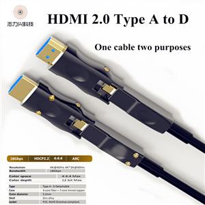 20 Meters Best HDMI Type A To D Both Side Detachable In Wall Fiber Optic Cable